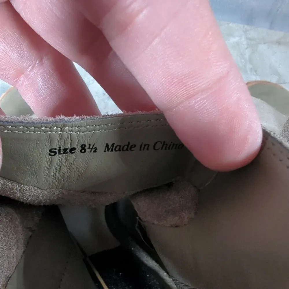 Dolce Vita Petra Taupe Suede Peep Toe Bootie Stacked‎ Heel Size 8.5